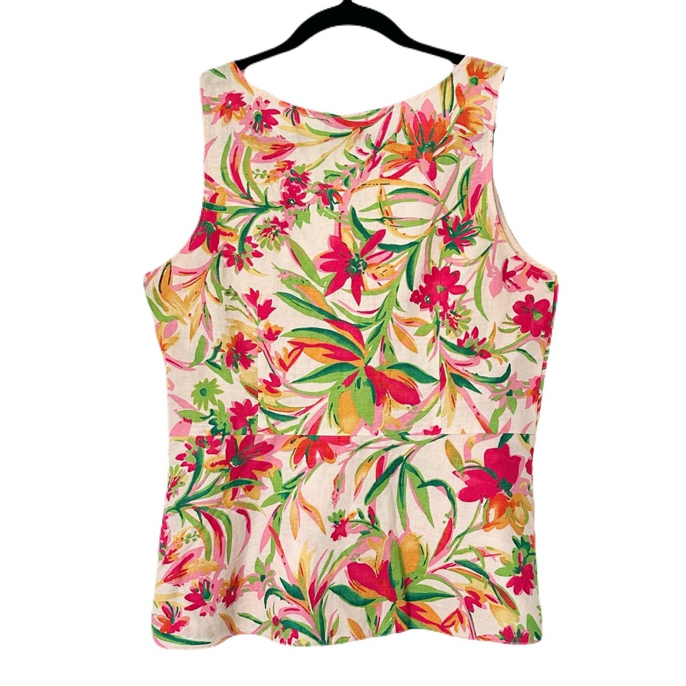 J. Crew NWT Floral Peplum Linen Cotton Sleeveless Top Blouse - Picture 7 of 7